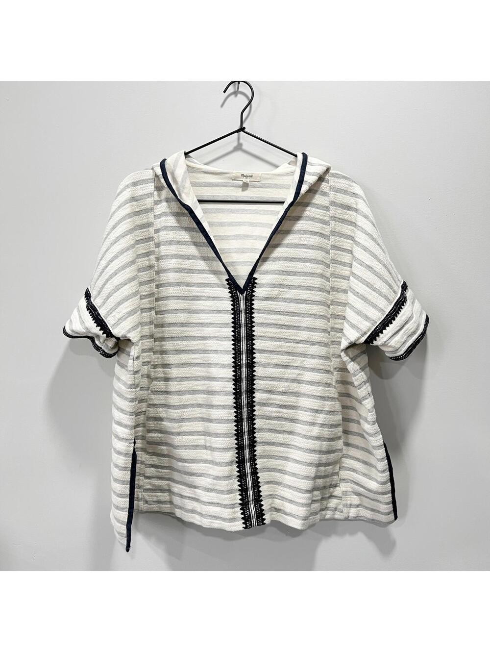 Madewell Elise Embroidered Striped Hoodie Top - Picture 3 of 5